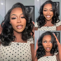Thumbnail for Natural Color 1B Brazilian Human Hair Pre Plucked With Baby Hair Swiss Lace Front Wig