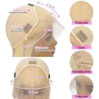 Thumbnail for 13x4 Lace Ombre Grey Pink Colored Wigs Human Hair Short Bob Wig Preplucked Transparent Lace Frontal
