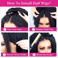 Thumbnail for 1B/30 Highlight Half Wig Bohemian Curly 3 In 1 Wigs Flip Invisi Drawstring Wig Ombre Blonde Colored Glueless 3/4 Half Human Wig