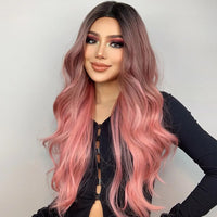 Thumbnail for Pink Wigs Wavy Wig Middle Part  Synthetic Heat Resistant Wig Natural Hair Looking