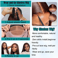 Thumbnail for Ready to Wear Glueless Wig Preplucked Chocolate Brown #4 Dark Brown Straight Human Hair Wigs  HD Lace Front Human Hair Wigs