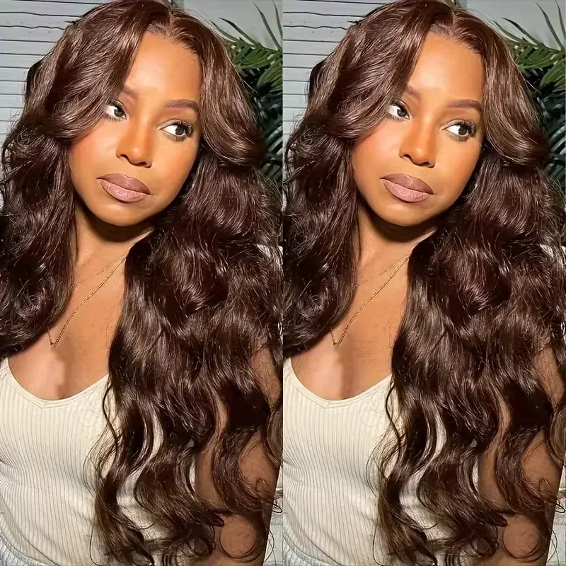 13x6 Chocolate Brown Body Wave Lace Front Wig 100% Human Hair Pre Plucked Colored Human Hair Wig – HD Lace Human Hair Wig UAE, UK & USA | Michelle's Glam Wigs