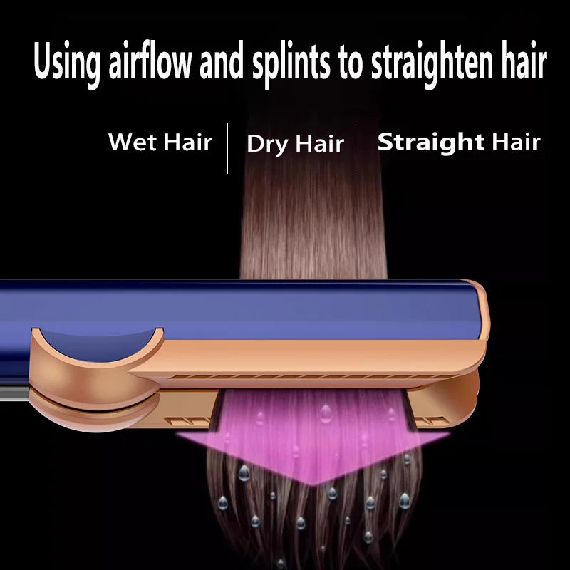 2 IN 1 Professional Hair Straightener & Hair Dryer Heat-Up Hair Flat Iron Negative Ion Iron Long-Lasting Styling Tool