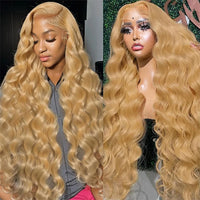Thumbnail for 27 Honey Blonde Wig Human Hair Hd Lace Frontal Wig Body Wave Wig