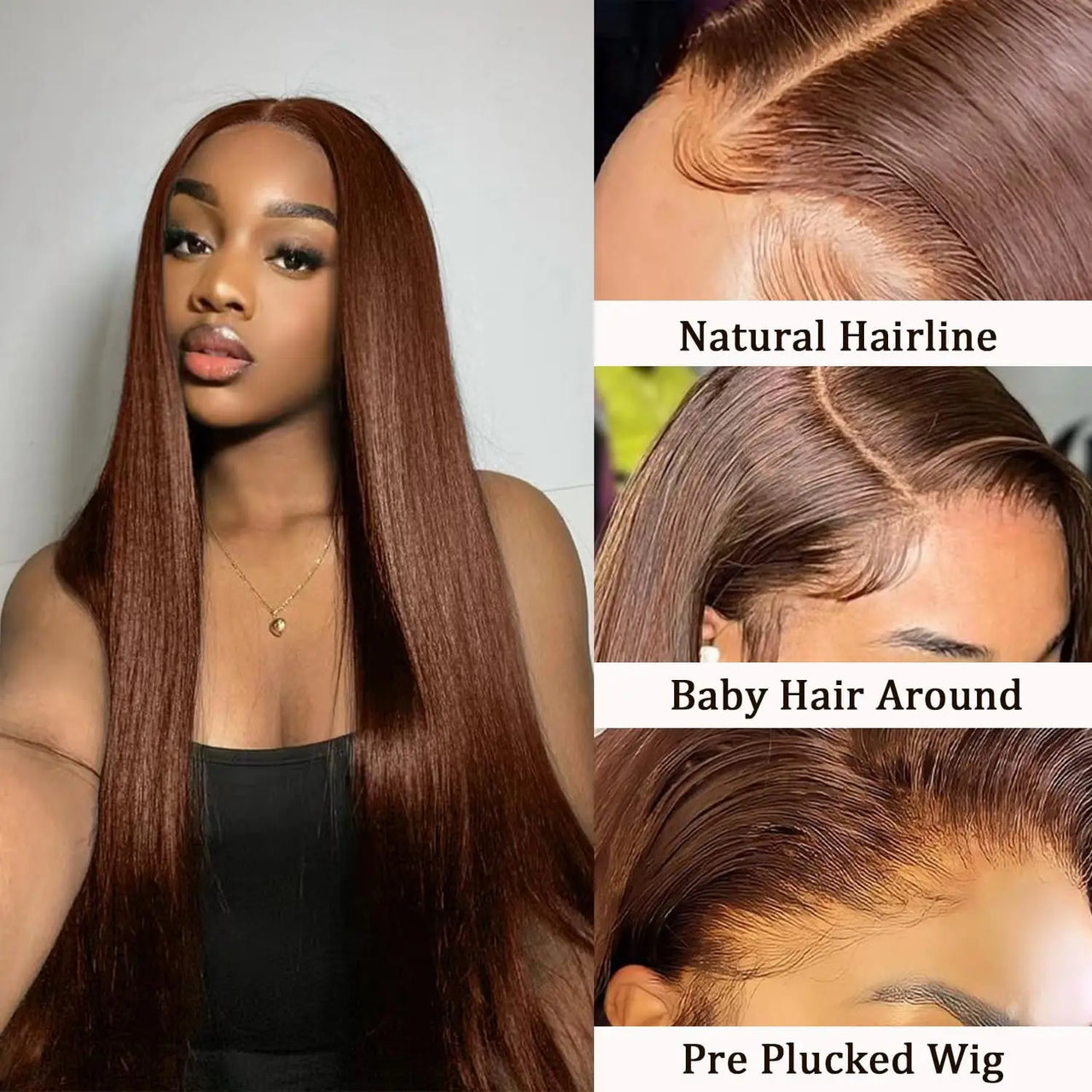 Ready to Wear Glueless Wig Preplucked Chocolate Brown #4 Dark Brown Straight Human Hair Wigs  HD Lace Front Human Hair Wigs