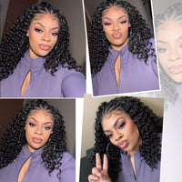 Thumbnail for Kinky Curly Braided Wig With Baby Hair Natural Color Curly 13X4 Transparent Synthetic Lace Front Wigs Braid Wig