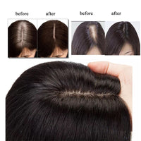Thumbnail for 15x16cm Hand Tied Silk Base Remy Clip In Human Hair Wig Topper with Thinning Russian Human Hair Extensions