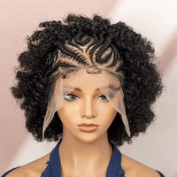 Thumbnail for Afro Kinky Curly Hair Wig New Braided Wigs full Lace Synthetic Wigs Knotless Cornrow Braids Short 6 Inches