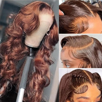 Thumbnail for Brown HD Invisi-Strap 360 Full Lace Wig Pre Plucked Chocolate Brown 250 Density Body Wave