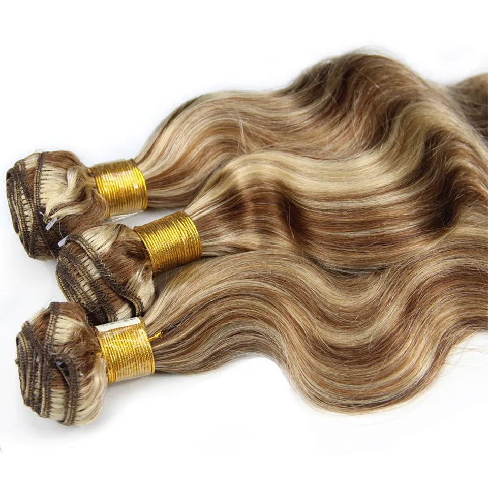 Piano Color P4/613 Highlight Bundles Remy Body Wave Ash Blonde With Highlights 3 Bundles