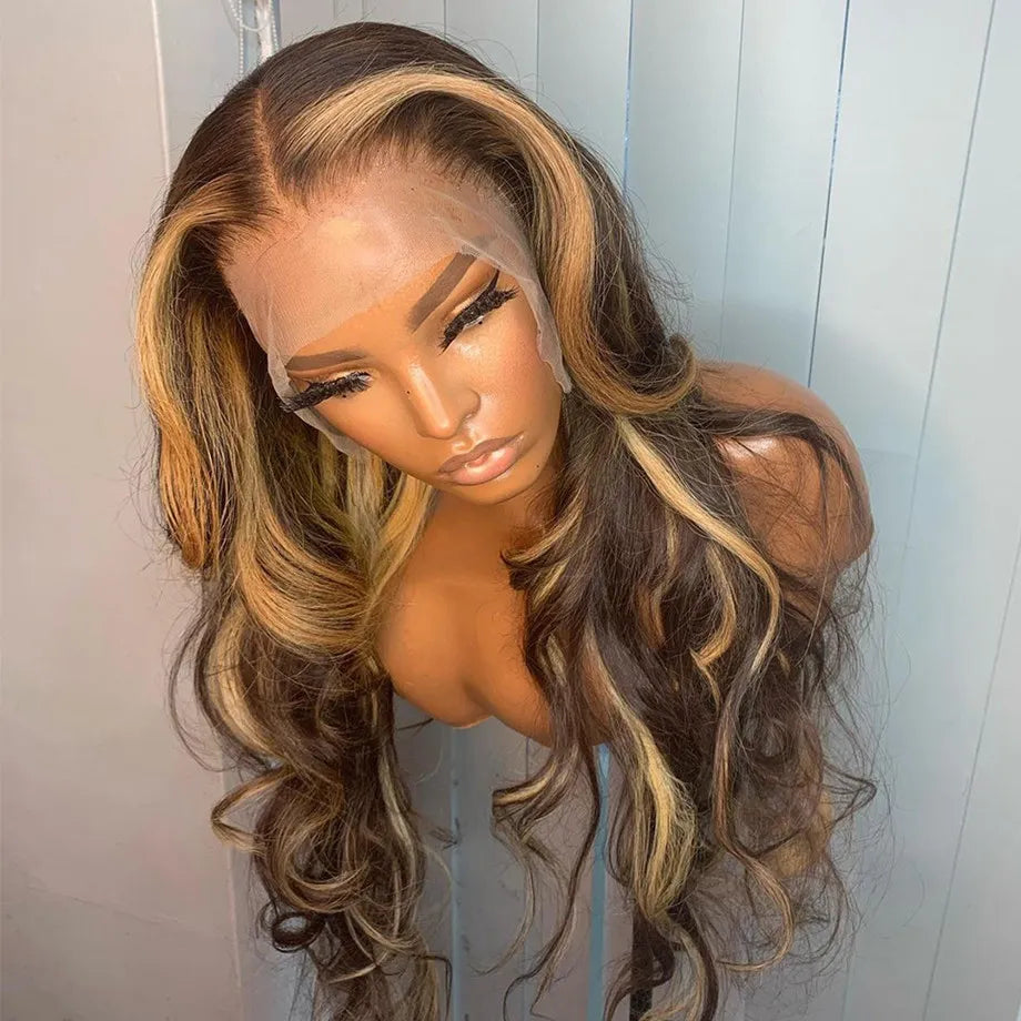 Highlight Wig Human Hair Honey Blonde Body Wave Lace Front Brazilian Hair Wigs
