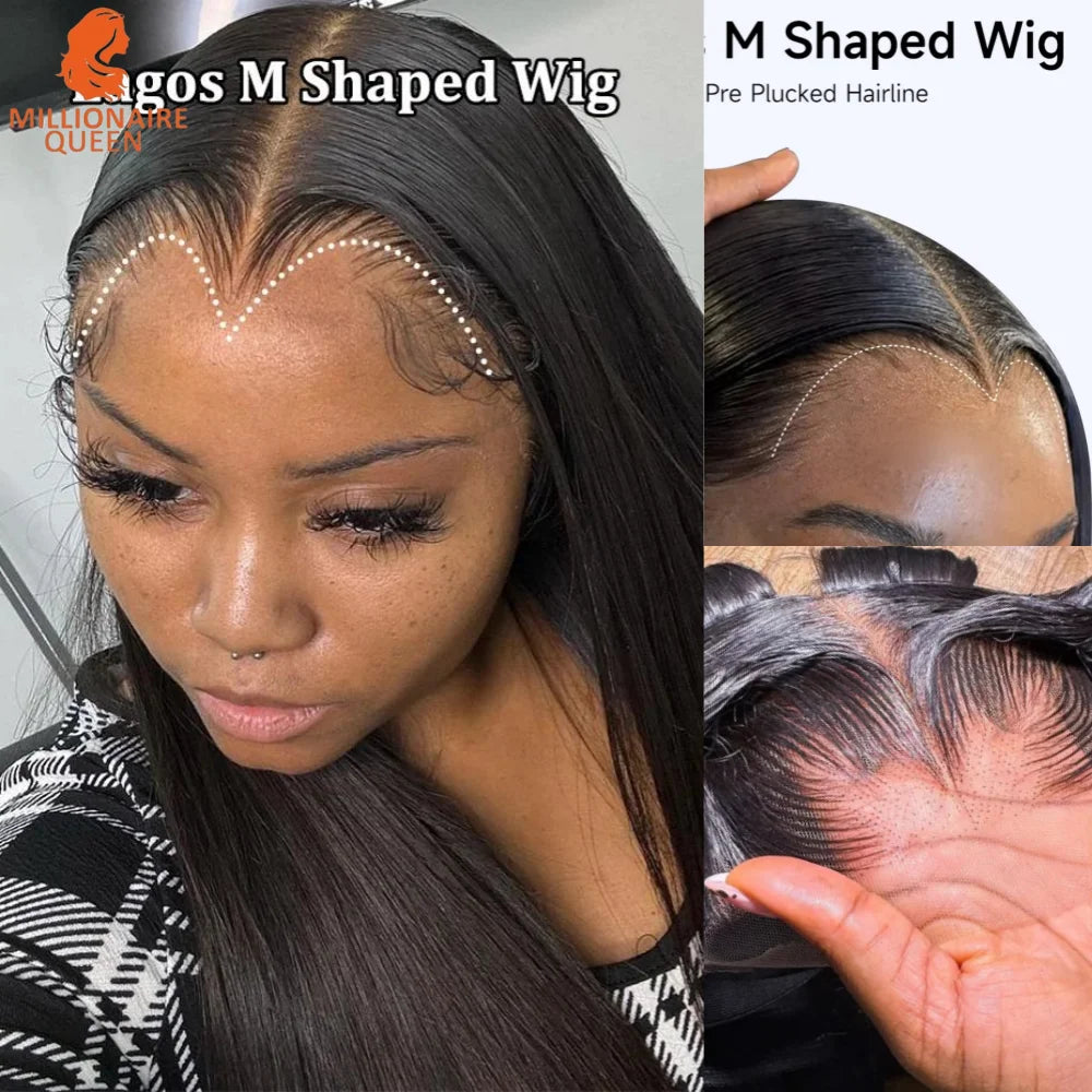 M New Trend Lagos Hairline 200% Straight 13x6 Lace Frontal Glueless Wig 100% Human Hair PrePlucked