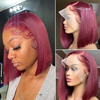 Thumbnail for Straight Transparent Lace Front Wig Bleached Knots Ombre 1b4 Bone Straight Bob Human Hair Glueless Wig Pre Plucked Ready To Wear