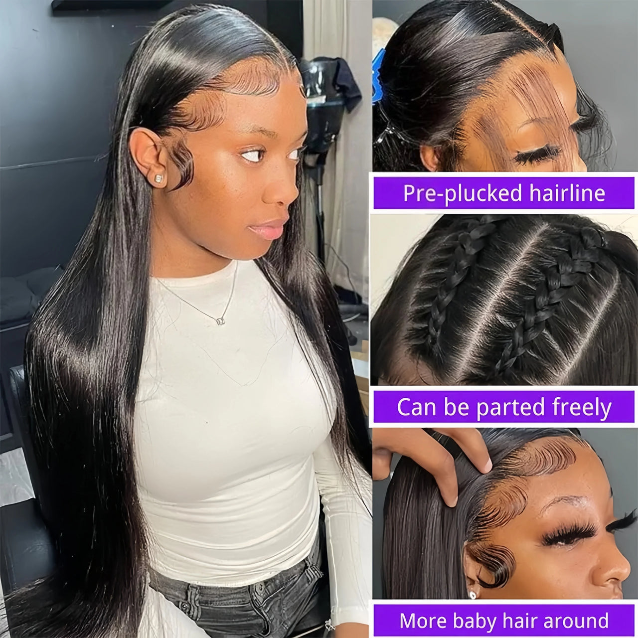 30 40 Inch Bone Straight 13x4 HD Lace Front Human Hair Wigs Brazilian Hair 13x6 HD Lace Frontal Wig 5x5 Glueless Wig For Woman