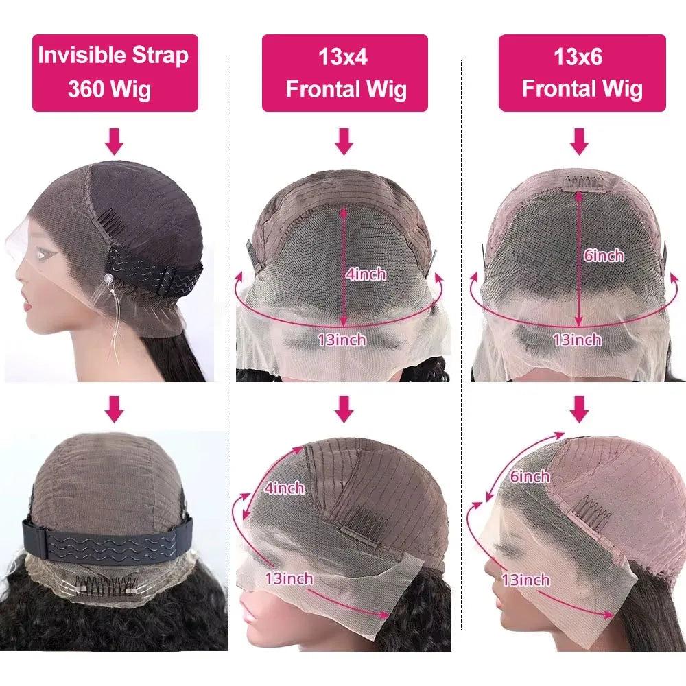 30 Inch Deep Wave HD Lace Front Human Hair Wig Invisible Strap Drawstring 360 Full Lace Wig Water Wave Glueless Wig