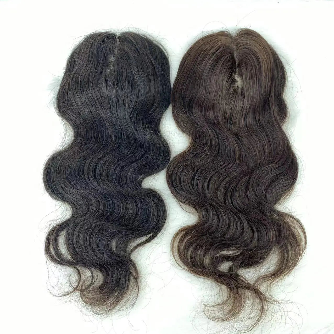 15x16CM European Human Hair Topper Wavy Silk Skin Base
