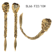 20 Inch Long Straight Synthetic Hair Extension Braided Fishtail Drawstring Ponytail Hair