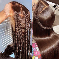 Thumbnail for 13X6 Chocolate Brown Lace Front Wigs 13X4 Bone Straight Human Hair 100% Brazilian Hair