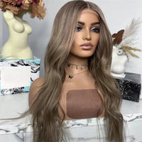 Thumbnail for Ombre Brown Wig Long Straight Synthetic Lace Front Wig Glueless Brunette Hair Chocolate Brown