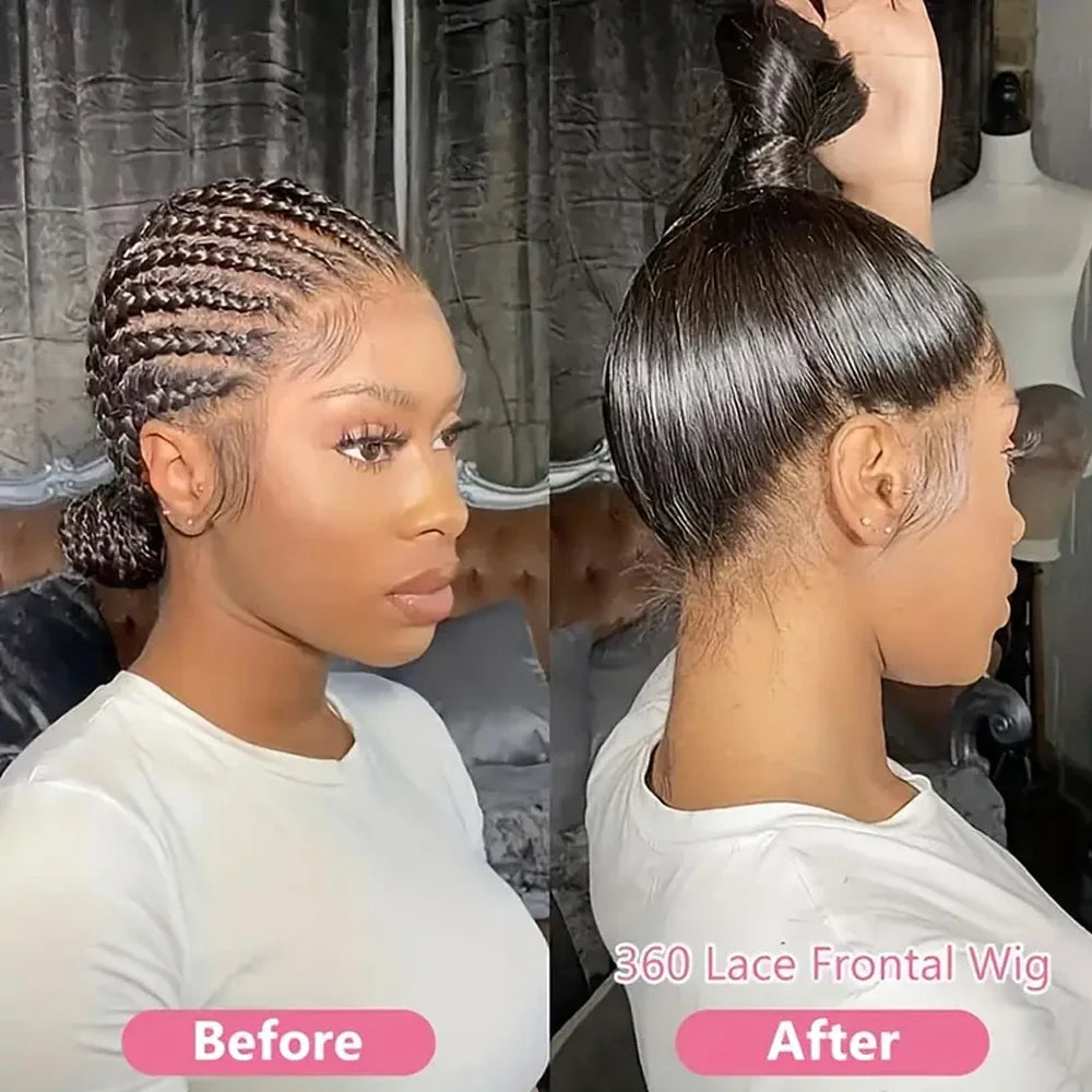 360 Full Lace Wigs 100% Human Hair Pre-Plucked Brazilian Straight Lace Frontal Wig For Women