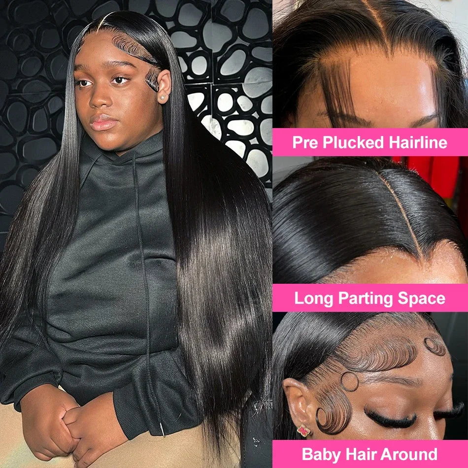 30 40 Inch Bone Straight 13x4 HD Lace Front Human Hair Wigs Brazilian Hair 13x6 HD Lace Frontal Wig 5x5 Glueless Wig For Woman