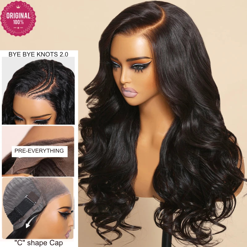 3D Body Wave 7x5 Bye Bye KNOTS Glueless Wig Human Hair Ready To Wear Brazilian Human Hair Wig Fits All Size Heads