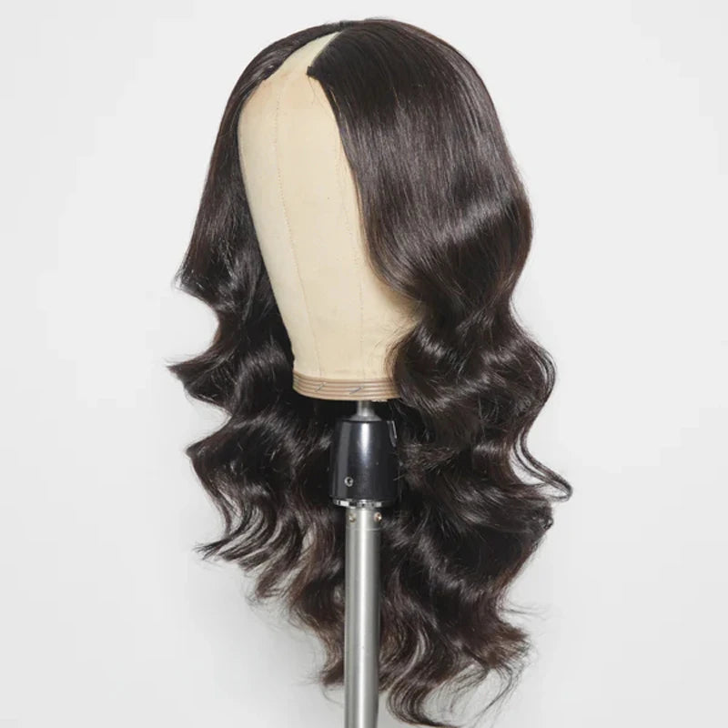 Body Wave V Part Wig 100% Human Hair Beginner Friendly Brazilian Virgin Hair Full Machine Made Wig Natural Color 180%