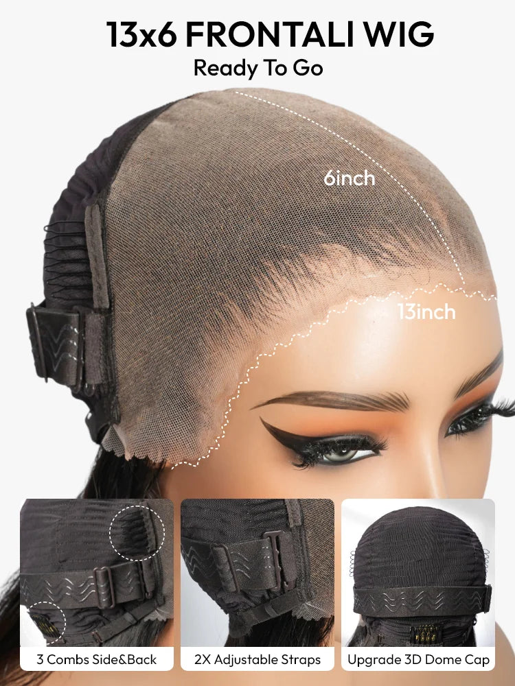 Chestnut Brown Ombre Layercut Wig Straight Hair 13X6 Lace Front Wig Pre-Everything And Ready To Go Wigs