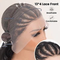 Thumbnail for Kinky Curly Braided Wig With Baby Hair Natural Color Curly 13X4 Transparent Synthetic Lace Front Wigs Braid Wig
