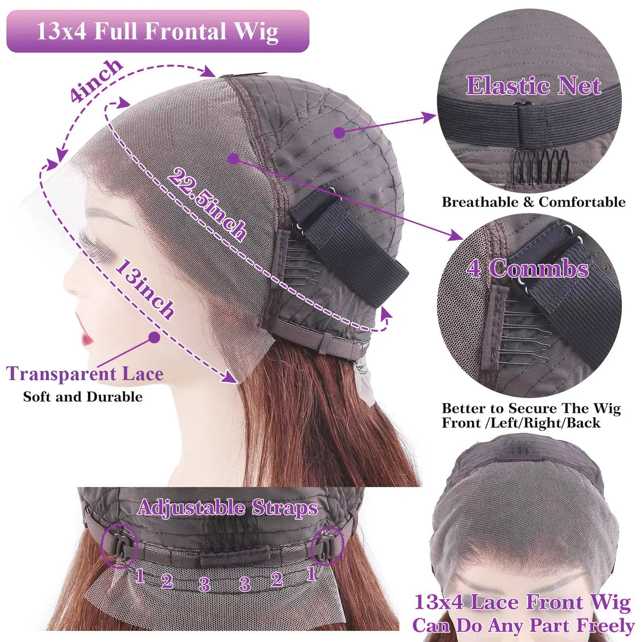 13X6 Chocolate Brown Lace Front Wigs 13X4 Bone Straight Human Hair 100% Brazilian Hair