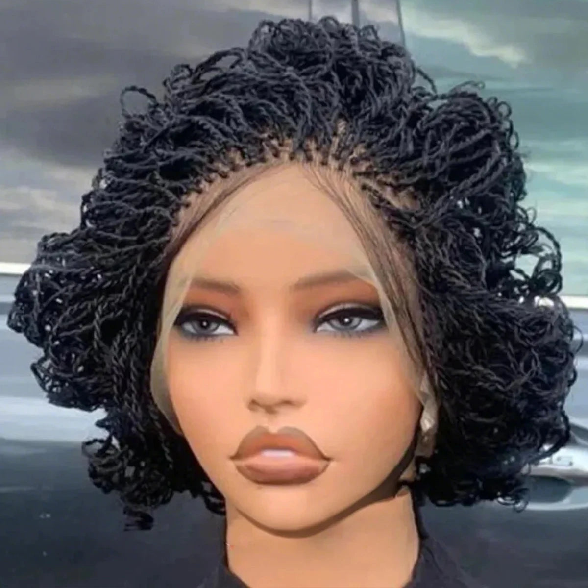 Micro twist braided wig.braiding bob lace wig . 5x5 HD lace wig. lace front closure wig.