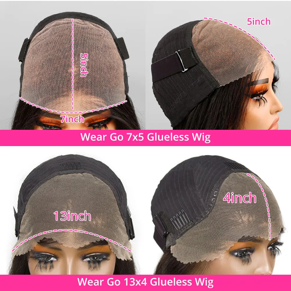 Glueless Preplucked Human Wig Ready to Wear 180% Body Wave