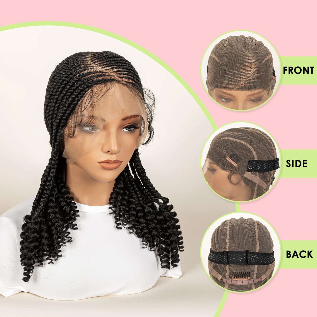 Synthetic Cornrow Braided Wigs for Women 14 Inch Full Lace Braids Wig Short