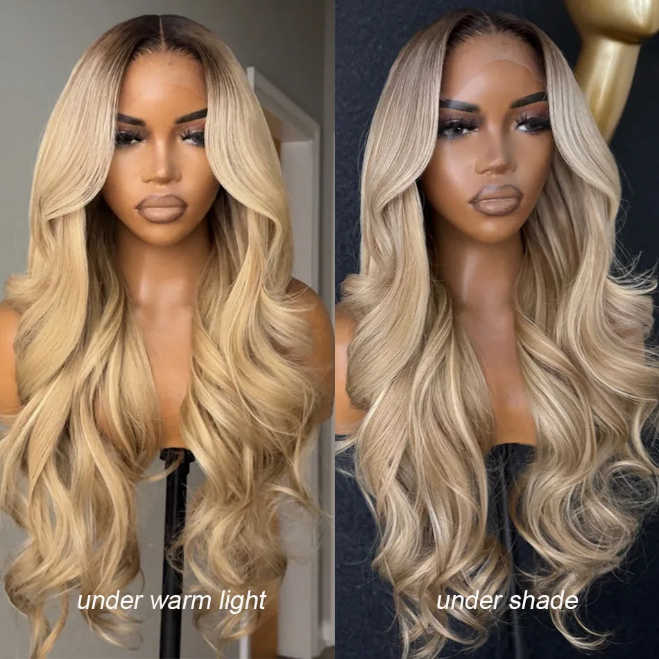 Salon Quality Professional Toned Colored Highlight Ash Blonde 13x6 HD Lace Front Human Hair Frontal Wigs – HD Lace Frontal Human Hair UAE, UK & USA | Michelle's Glam Wigs