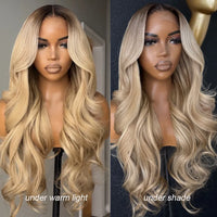 Thumbnail for Salon Quality Professional Toned Colored Highlight Ash Blonde 13x6 HD Lace Front Human Hair Frontal Wigs – HD Lace Frontal Human Hair UAE, UK & USA | Michelle's Glam Wigs