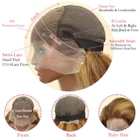 Thumbnail for Kinky Straight Yaki Straight Blonde Brown Piano Color Lace Front Wig PrePlucked Remy Hair