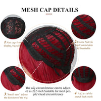 Thumbnail for Light Wine Red Synthetic Wigs With Bangs