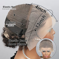 Thumbnail for Afro Puff 13x4 Lace Frontal Human Hair With Pre Made Cornrow Braided Kinky Curly Wig With Baby HairHair Wig