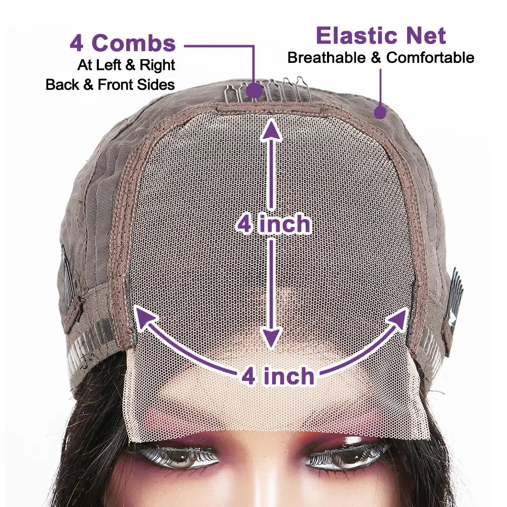 Straight Short Bob Wigs 13x4 Human Hair Lace Frontal Wigs 200% Remy Pre Plucked Transparent