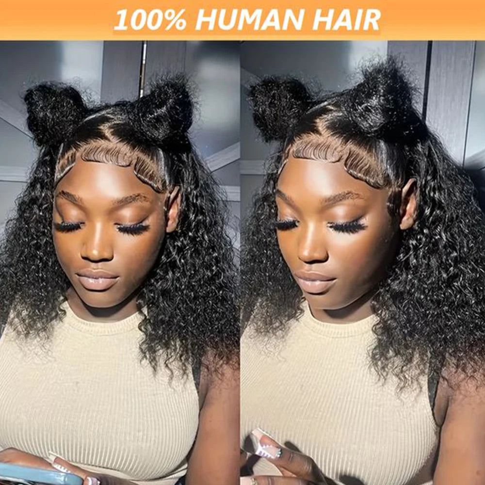 Curly Lace Front Human Hair Wigs 100% Bob Hair