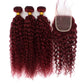Curly Human Hair Weave Bundles With Closure 99J Red Hair Extensions Brazilian Burgundy 3