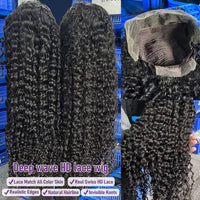 Thumbnail for 30 Inch Deep Wave HD Lace Front Human Hair Wig Invisible Strap Drawstring 360 Full Lace Wig Water Wave Glueless Wig