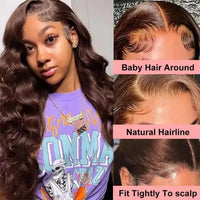 Thumbnail for 13X6 Hd Lace Frontal Wig Chocolate Brown Human Hair Wigs Body Wave Lace Front Wigs Pre Plucked Brazilian