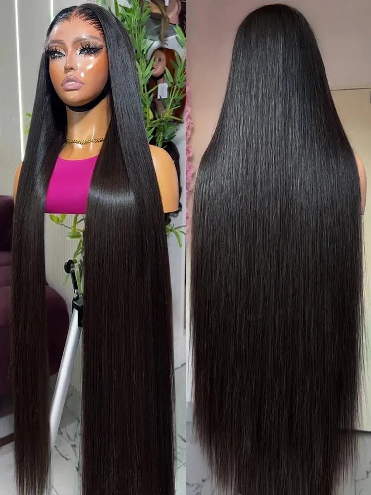 30 40 Inch Bone Straight 13x4 HD Lace Front Human Hair Wigs Brazilian Hair 13x6 HD Lace Frontal Wig 5x5 Glueless Wig For Woman