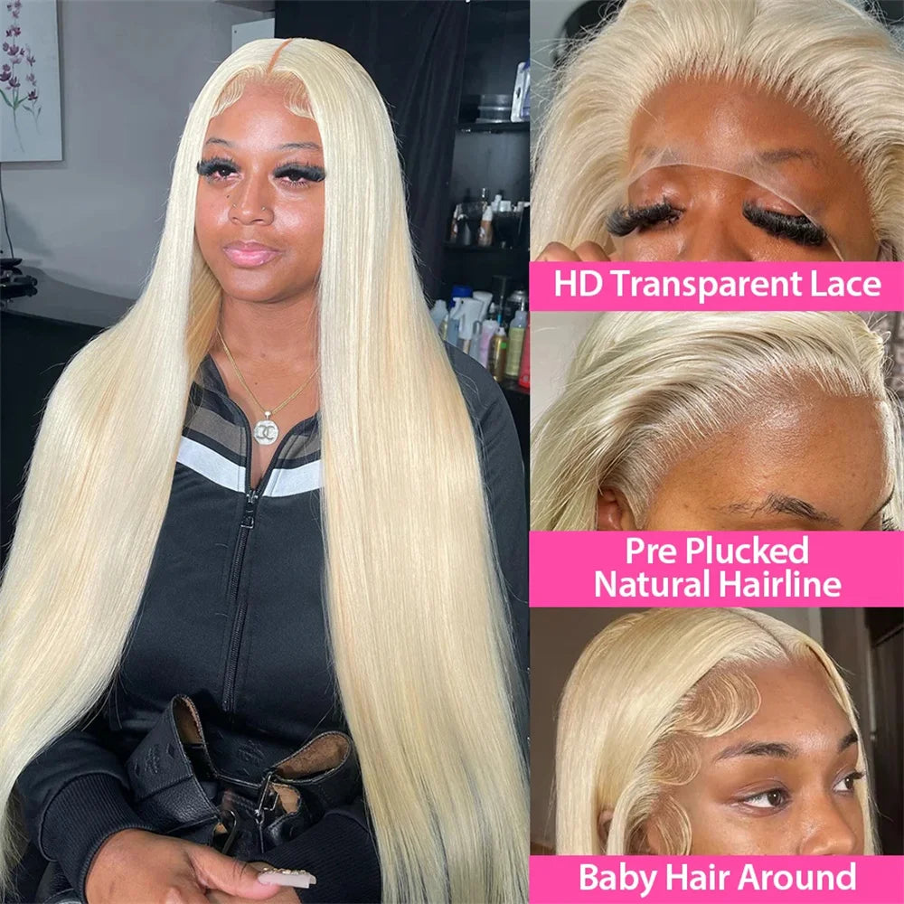 30 Inch Straight Blonde 613 Hd Transparent Human Hair Wigs