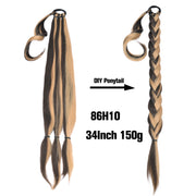 20 Inch Long Straight Synthetic Hair Extension Braided Fishtail Drawstring Ponytail Hair