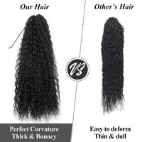 Thumbnail for Deep Wave Drawstring Ponytail Human Hair Ponytails #1B Natural Black Curly Clip In Hair Extensions