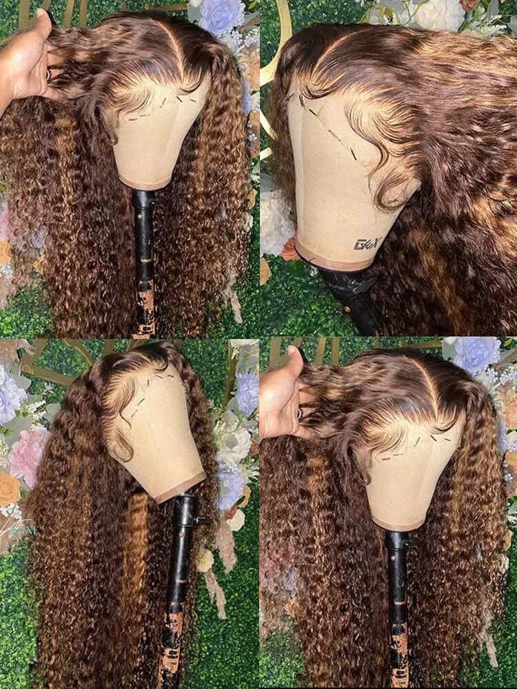 30 Inch 4/27 Colored Deep Wave Frontal Wig