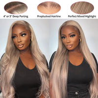 Thumbnail for Blonde Highlight P18/613 Lace Front Wig Human Hair Straight 13x4 Transparent Lace Front Wig Peruvian 5x5 Closure Wig