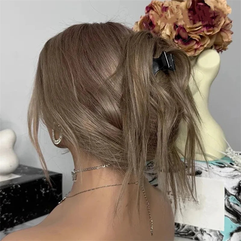 Ombre Brown Wig Long Straight Synthetic Lace Front Wig Glueless Brunette Hair Chocolate Brown